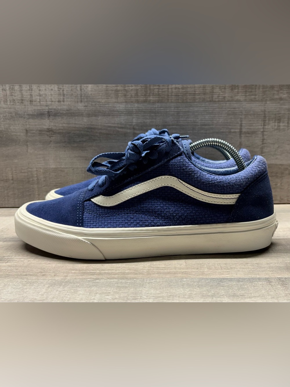 Vans Old Skool Woven Suede Blue Navy White Sneakers Men 7.5 / Women 9 (508731)